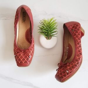 PIKOLINOS Gandia Laser Cut Bow Red Heels Pumps 42